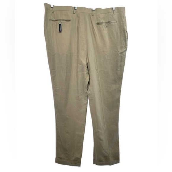 Ralph Ralph Lauren comfort flex Sz 48x33 Beige Linen Cuffed Dress Pant (U5) NWTs